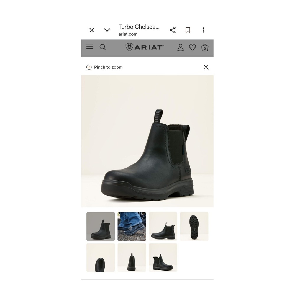 Ariat Turbo Chelsea Work Boots Black 7 EE Wide Waterproof Carbon Toe 10029504